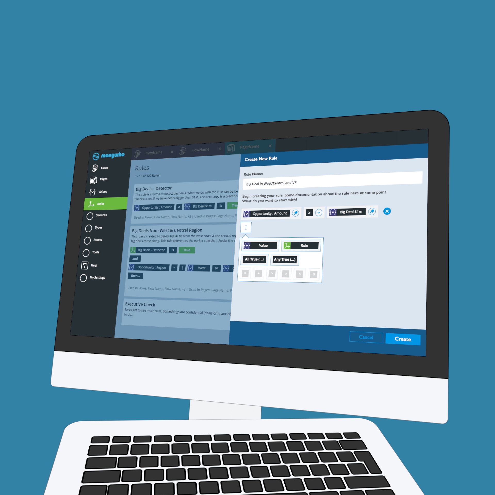 manywho.com ux design screen