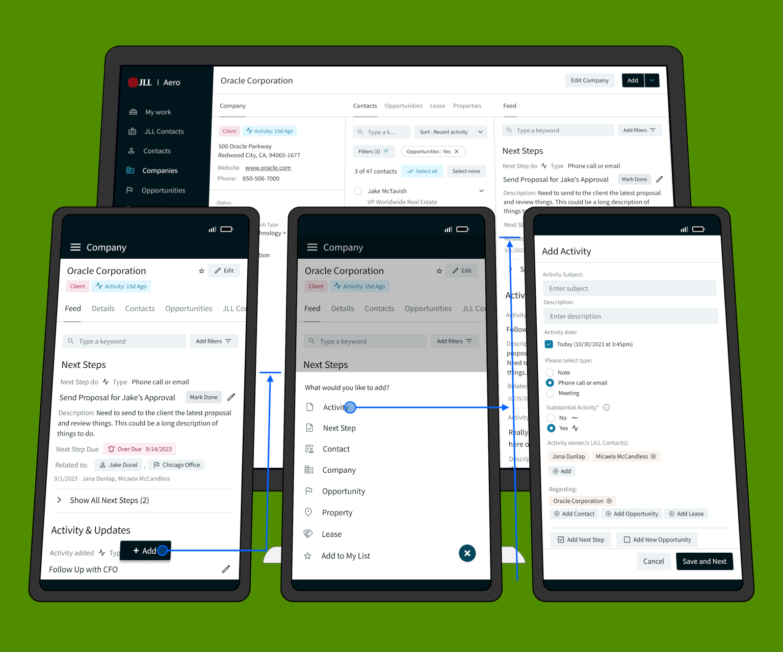 JLL Aero Application Screens